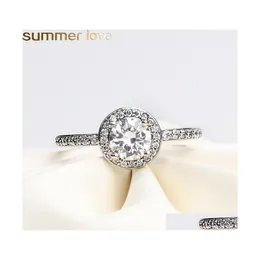 Eheringe Echt 925 Sterling Silber Cz Diamant Ring Band Finger Engagement Schmuck Für Frauen Drop Lieferung Otxma