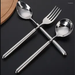 Dinnerware Sets Round Handle Sliver Cutlery Set Thickened 304 Stainless Steel Fork Spoon Tableware Kitchen Utensils