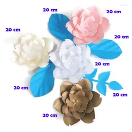 Decorative Flowers DIY Artificial Fleurs Artificielles Backdrop Giant Paper Rose 4PCS 4 Leaves For Wedding Party Decoration Baby Shower