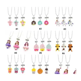 Pendant Necklaces Child Cute Friends Necklace Monkey Donuts Princess Dog Food Ice Cream Resin Bead Chain For Children Friendship Dro Otsyn