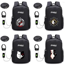 Rucksack Cartoon Cut Danganronpa Paket Junge Mädchen Laptop Reisetasche USB Lade Anti Dieb Wasserdicht Kinder Schule Buch Kanpsack