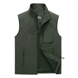 Mäns jackor Vest Men's 2023 Spring och Autumn Sleeveless Solid Color Round Neck Top Casual Travel Stora Size Clothing
