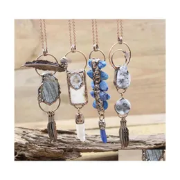 Hänge halsband antik koppar lödd dinglande tofs hängsmycken kyanite kvarts geode druzy vintage buddha man boho droppleverans j dhebbb