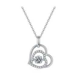 Inne modne 925 Sterling Sier 0,5 col Kolor VVS1 Moissanite Heart Naszyjnik Kobiet Jewelry Pleated Białe złoto urok deliv dhq0y