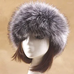 ベレット毛皮のヘアバンド帽子濃い暖かいフェイクロシアのウシュハンカの女性の頭蓋骨ビーニーヘッドバンドの女性冬の帽子