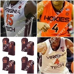 Basketball Nik1 NCAA Virginia Tech Hokies Basketball Jersey 23 Tyrece Radford 24 Kerry Blackshear Jr 42 Ty Outlaw 30 Dell Curry Custom