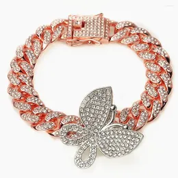 Tornozeleiras modernas ipicou Out Bling Butterfly Chain Link Chain Rhinestones Leg Bacelet Charm Gift for Women Girl 20cm Comprimento