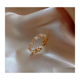 Pierścionki ślubne w stylu Korea puste serce dla kobiet Otwieranie Znakomity Pierścień Mody Prosty palec informacyjny Bankiet biżuteria C3 Drop del dhetm