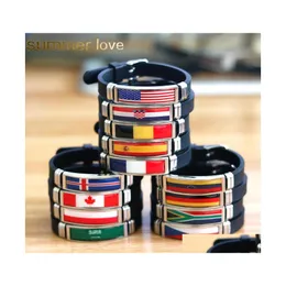 Andere Armbänder Nationalflagge Sile Spanien Deutschland England Australien Brasilien Armband Männer Fitness Sportlich Schmuck Größe verstellbar Drop D Ot7K9