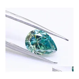 Other 0.53Ct Blue Green Color Vvs1 Pear Cut Moissanite Loose Stone Diamond Test Pass Certified Gemstone For Diy Jewelryother Drop De Dhh2Q