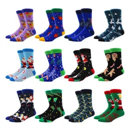 Men's Socks 2023 Style Christmas Tree Snow Elk Pattern Cotton Funny Men Autumn Winter Women Santa Claus Gift