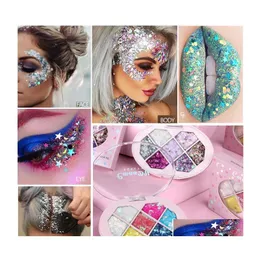 Eye Shadow 7 Color Sequin Eyeshadow Cream Palette Diamond Alien Pink paljetter Pentagram Fragment Moon Star CMaadu Wholesale Stage Mak DHPDX