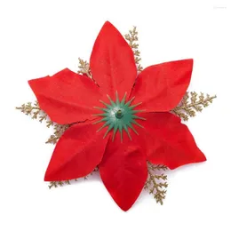 Decorative Flowers Portable Beautiful Christmas Glitter Artificial Lightweight Poinsettia Easy To Assemble For Home