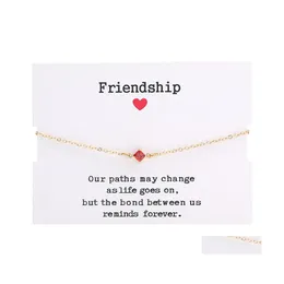 Link Chain Designs Gold Pendant Bracelets For Women Girl Simple Square Cz Zircon Charm Adjustable Party Friendship Jewelry Gift 359 Dht51