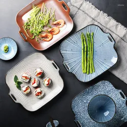 Тарелки в японском стиле Hefeng Heving Ceramic квадратная тарелка подглазе цвета двойное ухо блюдо