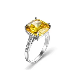 Cluster Rings Wholesale Square Brazil Citrine Gems 2 Color 925 Sterling Sier Plated Ring Christmas Evening Gift Party Jewelry Pcs/Lo Dhnmj