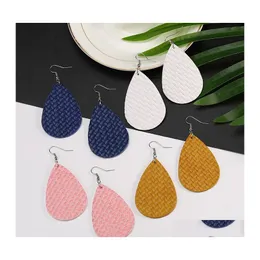 Charm Fashion Trendy Pu Leather Waterdrop Earrings Colorf Teardrop Double Side For Women Elegant Young Girl Christmas Gift Drop Deli Otc4D