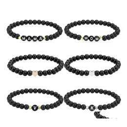 Armreif 26 Buchstaben Namensarmband für Frauen Männer Paar Liebe Freundschaft Glück DIY 6mm Glasperlen Armbänder Drop Lieferung Schmuck Otcpp