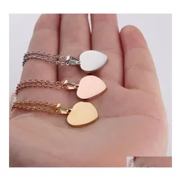 Pendant Necklaces Stainless Steel Heart Necklace Fashion Blank Love Hear For Women Mother Daughter Jewelry Gold Buyer Drop Delivery P Otuyx