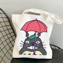Alışveriş Çantaları Totoro Çanta Bolsas De Tela Bakkal Yeniden Kullanılabilir Pamuk Eko EcoLogicas Tote String Katlanabilir Sacolas
