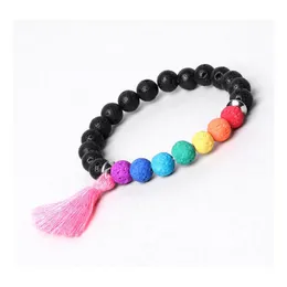 Kunst und Handwerk Natürliche Lavasteinperle 7 Chakra Armband DIY Vulkan Ätherisches Öl Diffusor für Frauen Schmuck Drop Lieferung Home Gar Dhzk5