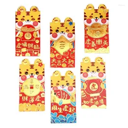 Geschenkpapier 60 Stück 2023 Chinesisches Jahr Rote Umschläge Cartoon Tiger Hongbao Frühlingsfest Geldtaschen Glückspakete Tasche