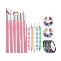 Nagelbürsten Farben Rosa Weiß Schwarz Dotting Pen Stripping Tape Line Pinsel für Maniküre Gel Kunstwerkzeuge