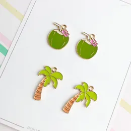 Pendant Necklaces Arrival 60PCs Enamel Alloy Gold Color Plated Oil Drop Fruit Coconut Tree DIY Jewelry Bracelet Necklace Metal