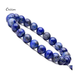 Fili di perline Fatti a mano Lapis Lazi Braccialetti con perline per donna Uomo Moda Pietra naturale Bracciale energetico Gioielli elastici Regalo Goccia Otsmn