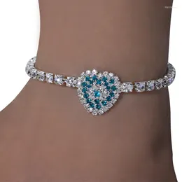 Bracelets de cheville Stonefans mode plein strass coeur cheville bijoux pour femmes bohème cristal pieds nus sandales cheville Bracelet sur la chaîne de jambe