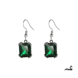 Charm Europe Luckyshine Lovely Square Shaped Green Quartz Gems Sier Plated Zircon Hook Pendientes para mujeres Shippng Drop Delivery Jewel Dhw0R