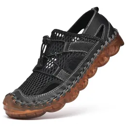 Sandaler herr läder sneakers män sommar utomhus non-slip vandring skor mode strand hög kvalitet fiske vatten