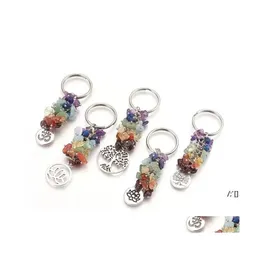 Keychains Lanyards Natural Crystal Keychain Pendant Broken Gems Tassel Lage Decoration Key Chain Birthday Gift Keyring Drop Delive Dhuny