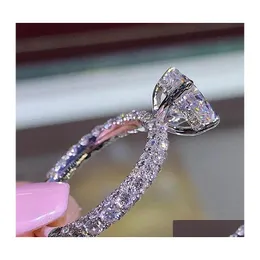 Band Rings Fashion Beautif Sier Crystal Zircon Ring Size 5/6/7/8/9/10 Engagement Wedding High Quality For Bride Women Drop Delivery J Otri2