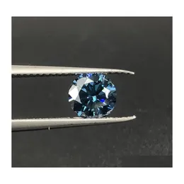 Andra Royal Blue Color VVS1 -runda klippta Moissanite Loose Stones Pass Diamond Test Certifierade GRA Gemstenar för DIY Jewelryother Drop de Dhvay