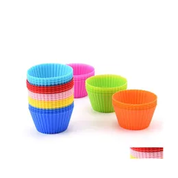 Cupcake Sile Baking Mold 7Cm Cake Molds Nonstick Muffin Snacks Gelatin Bakeware Liner Kitchen Accessories Drop Delivery Home Garden Dhyit