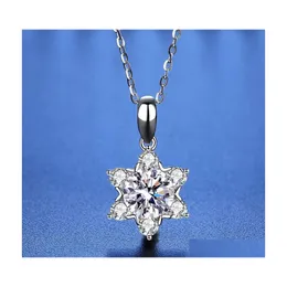 Yove Pendant Necklaces Trendy 1ct d Color Vvs1 Moissanite Snowflake for Women 925 Sterling Sier Gra Diamond Necklace Pass Test Drop Deliv Dhw