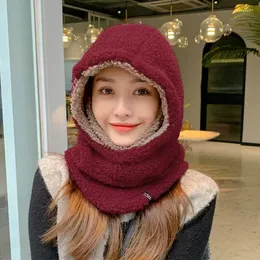 Basker Eumoan Hat Woman Autumn Winter Korean version av Warm Lamb Wool Ear Protective Face Sticked Thicked Anti-Freeze Cycling H