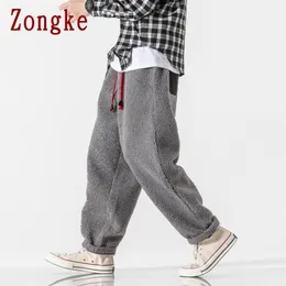 Zongke Winter Harem Pants Мужчины бегают спортивные штаны уличная одежда, мужчины брюки брюки китайский стиль кашемиро