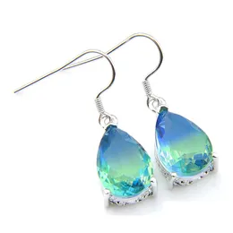 Dangle Chandelier Luckyshine Anniversary Gift Jewelry Fire Blue Bicolored Tourmaline Gemstone Sier Russia American Australia For W Dhvhu