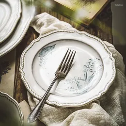 Płytki francuskie storczyki obiadowe vintage relief ceramiczne zastawa stołowa naczynie stek stek spaghetti chleb kanapkowy sałatkowy zestaw miski deserowej