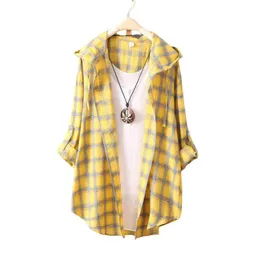 Bloups feminina camisas anti-pill-pilling Protection Summer Summer Open Front Plaid Plaid Prete Sol Shirt Streetwearwomen's