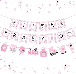 Dekoracja imprezy Funmemoir BBQ Baby Shower Dekoracje dla dziewczynki różowy Q Banner Zabuśniki