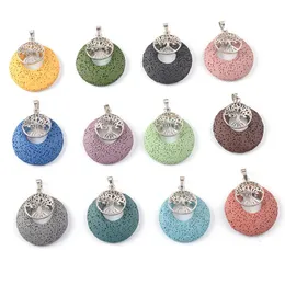 Charmos de pedra natural Multicolor Vulticolic Rock Tree of Life Pingente Round Hollow Donut Reiki Pingents for Momen Men Men JewelryCharms