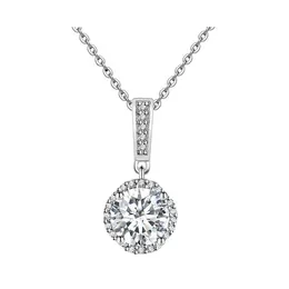 Naszyjniki wiszące Trendy 2CT D kolor vvs1 okrągły naszyjnik moissanite 925 Sterling Sier Women Lab Clavicle Anniversary Giftpendant Dro Dhvar