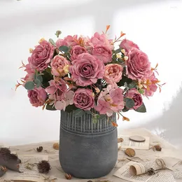 Dekorativa blommor 30 cm konstgjorda pioner Fake Silk Bulk For Home Table Arrange Decor Wedding Bride Bouquet Decoration Centerpiece