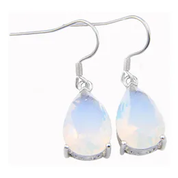 Baumeln Sie Kronleuchter Luckyshine Freund Familie Geschenk Natürlicher Mondstein Whiteteardrop geformt 925 Sterling Silber Hochzeit Haken Ohrringe für Dhbrp