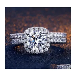 Wedding Rings Alloy Classic Ring Set Women Men White Square Zircon Fashion Engagement Couple Jewelry Party Birthday Gift 3513 Q2 Dro Dhhy9