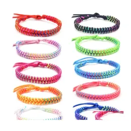 Charm Bracelets Nepal Boho Hand Weave 틀 꼰 여성 보헤미안 빈티지 컬러프 코튼 끈 로프 민족 팔찌 팔찌 친구 Je Otjp8