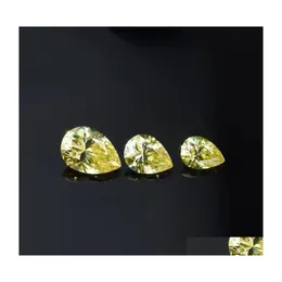 Andra riktiga gula färg VVS1 Pear Cut Moissanite Loose Stones Diamond Test Synthesis Gemsten för DIY smycken som gör annan drop dhmxi